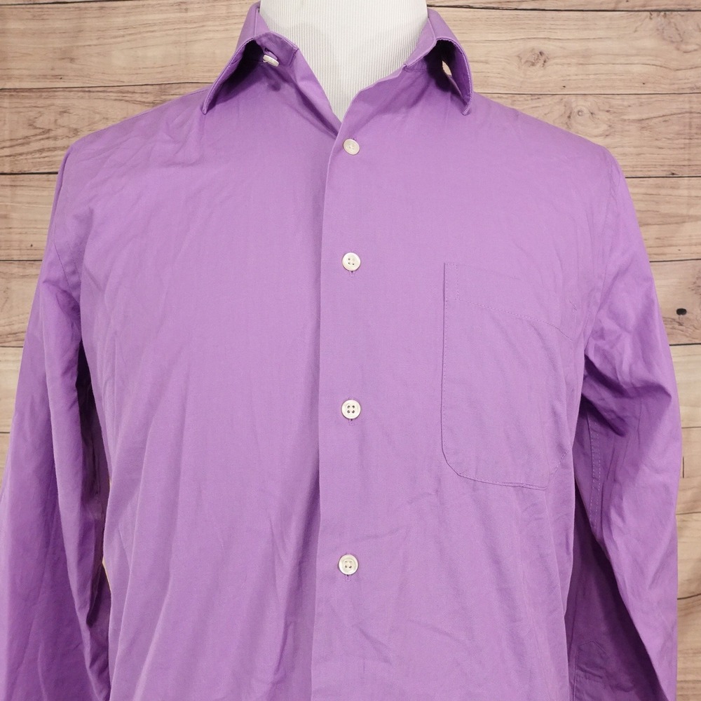 Croft & Barrow Button Down Shirt Mens M Purple 34/35 Classic Fit Long Sleeve